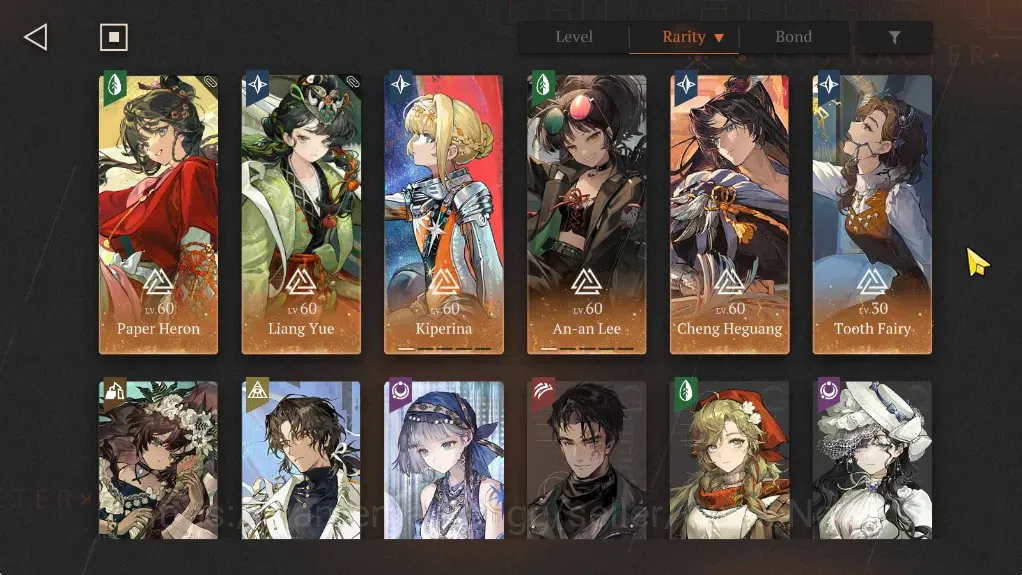 Reverse: 1999 Accounts Midgame GLOBAL|Lvl 54|12(*6Crew)(2Limit)|[Liang Yue,Paper Heron]+PSY,(Kiperina,An-an 4