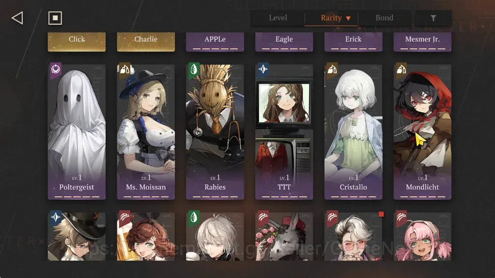Reverse: 1999 Accounts Midgame GLOBAL|Lvl 54|12(*6Crew)(2Limit)|[Liang Yue,Paper Heron]+PSY,(Kiperina,An-an 8