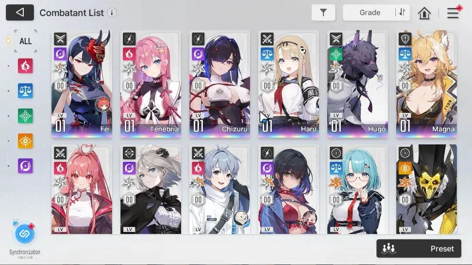 Chaos Zero Nightmare Accounts GLOBAL|Lv 54|7 SSR (FeiM1+Sign,Tenebria,Chizuru,Magna,MeiLin,HugoM1)+9 SR[Mika,Rei,Nia,etc]|1 3