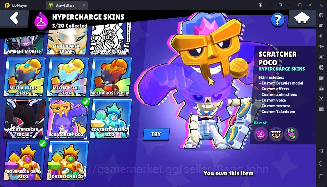 Brawl Stars Accounts Trophy 22961|82 Brawler|25 Max Hc Lv.11|3 Hc(Rico,Poco,Kenji),7 Legend,67 Epic|5203 Bling|ProtectOff 13