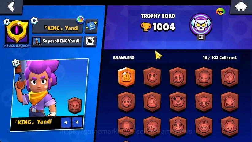Brawl Stars Accounts 1004 Trophy|16 Brawlers 4 Max Lvl [Edgar,Nita,El Primo,Shelly] 5 Epic| 1 Epic Skins [Dr Edgar] |CN 11