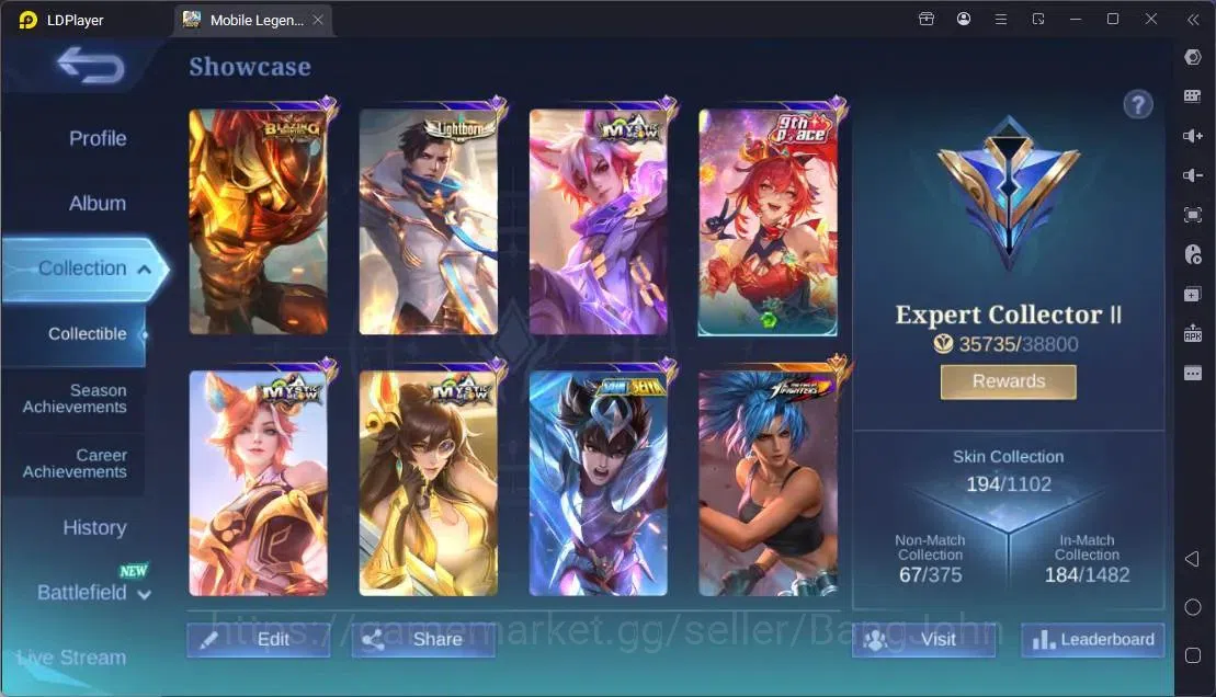 Mobile Legends: Bang Bang Accounts Global|Hero 125|Skin 194|Expert|KOF Karina|Lightbo image 2
