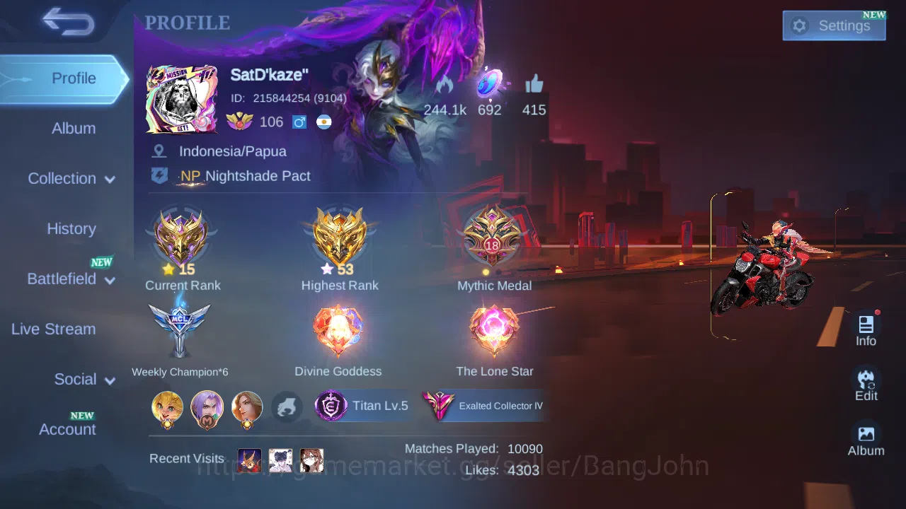 Hero 131 | Skin 372 | GLORY | Legend Lunox | Starwars Alucard | Aspirants Ruby | Ducati Leomord | Prime Beatrix | Sanrio Floryn ~ ML606B Mobile Legends: Bang Bang Others Hero 131 | Skin 372 | GLORY | Legend Lunox | Starw image 1