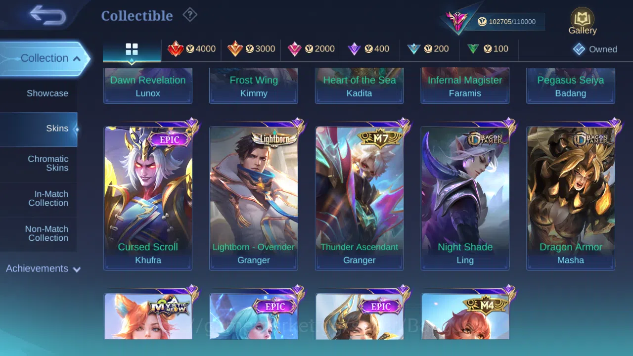 Mobile Legends: Bang Bang Accounts Others Hero 131 | Skin 372 | GLORY | Legend Lunox | Starwars Alucard | Aspirants Ruby 15