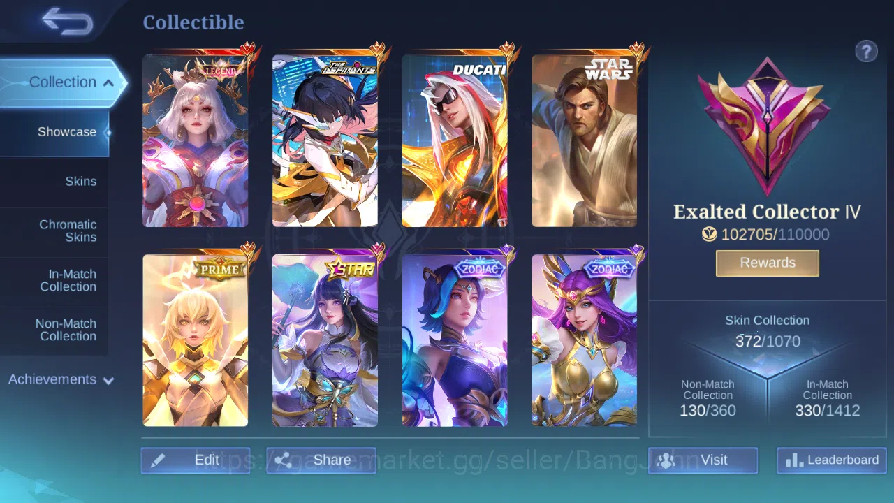 Mobile Legends: Bang Bang Accounts Others Hero 131 | Skin 372 | GLORY | Legend Lunox | Starwars Alucard | Aspirants Ruby 4