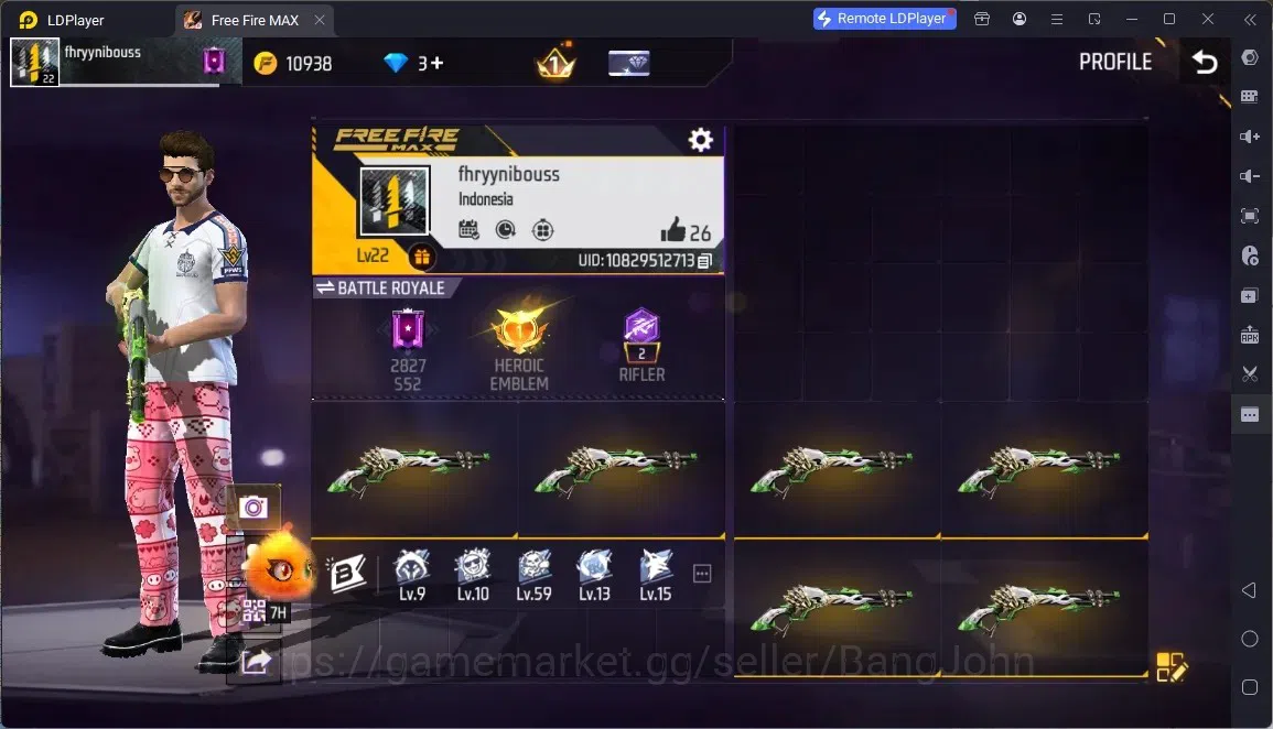 Free Fire Accounts Indonesia | M1887- HAND OF HOPE | Backpack Spookster | Weapon 22 Skin | Check SS FF812B 1