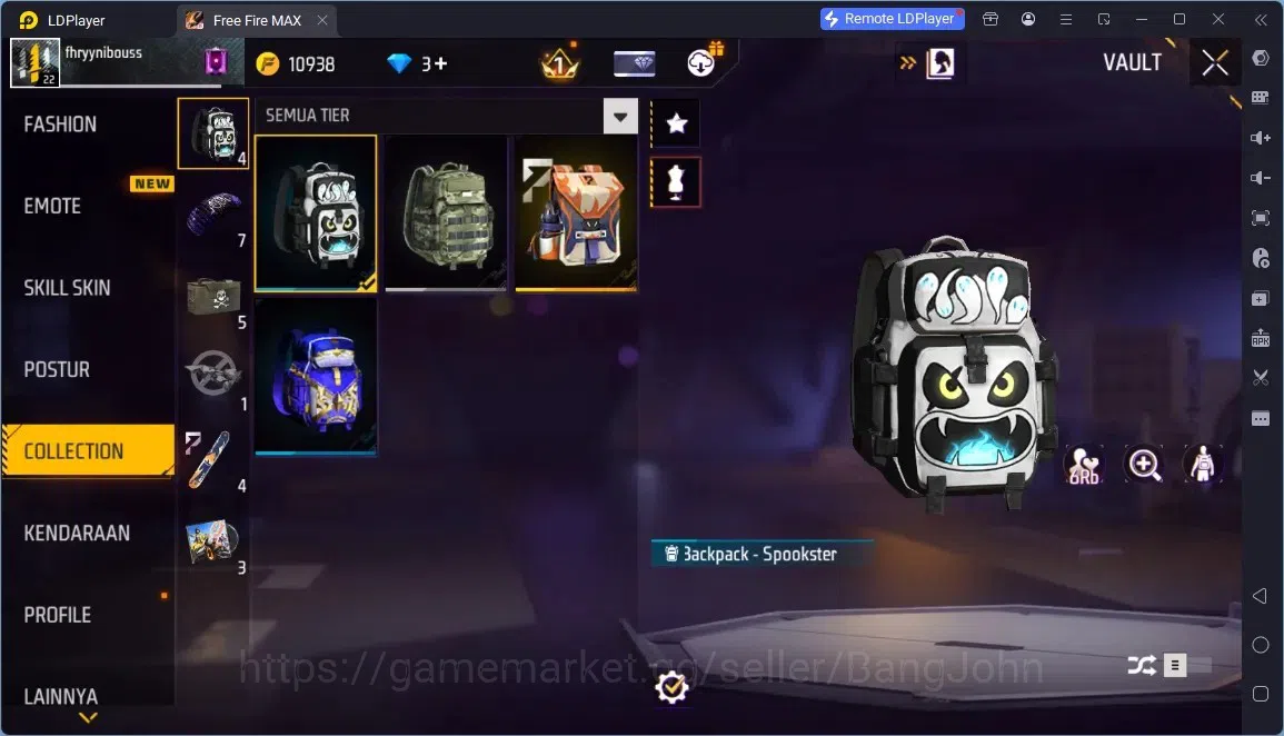Free Fire Accounts Indonesia | M1887- HAND OF HOPE | Backpack Spookster | Weapon 22 Skin | Check SS FF812B 11