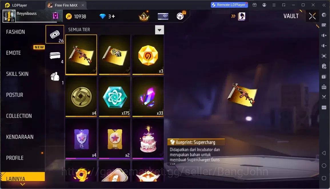 Free Fire Accounts Indonesia | M1887- HAND OF HOPE | Backpack Spookster | Weapon 22 Skin | Check SS FF812B 12