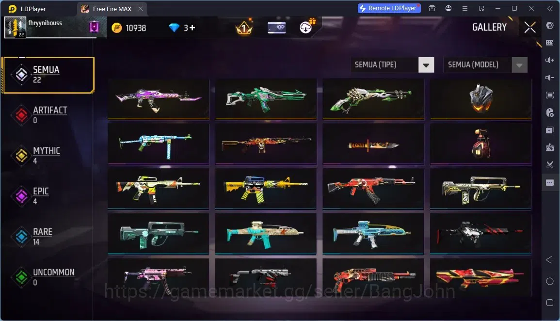 Free Fire Accounts Indonesia | M1887- HAND OF HOPE | Backpack Spookster | Weapon 22 Skin | Check SS FF812B 3