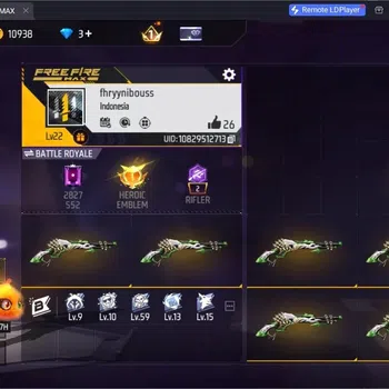 Free Fire Accounts Indonesia | M1887- HAND OF HOPE | Backpack Spookster | Weapon 22 Skin | Check SS FF812B