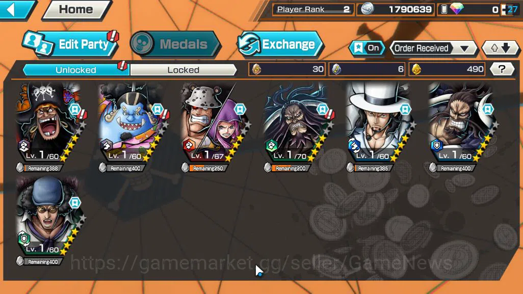 One Piece Bounty Rush Accounts Starter Global|4 EX|Blackbeard Pirates Kuzan,TFE Marshal D Teach,Strongest Creature 3