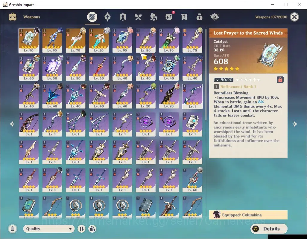 Genshin Impact Accounts ASIA|AR 56|5 Limited + 4 (*5 Weapon)|Flins + Signa image 4