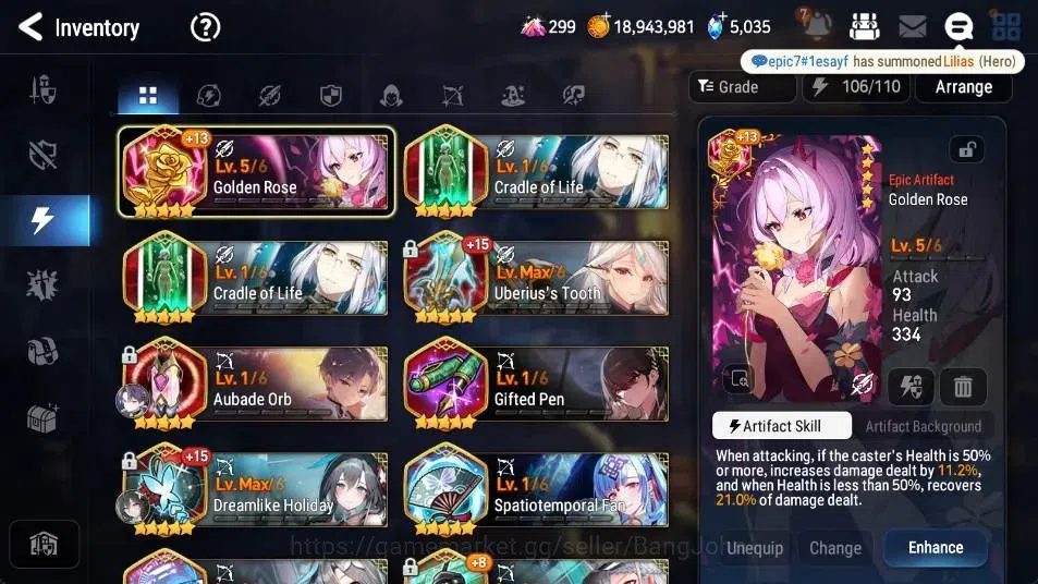 Epic Seven Accounts High-End ASIA | 11 ML(Harsetti,SE Celine,RAL,EILynav,SB Aramintha) | PoH+Bless ON | SS 5K | Stigma 3.6K 16