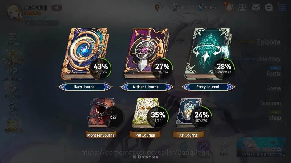 Epic Seven Accounts High-End ASIA | 11 ML(Harsetti,SE Celine,RAL,EILynav,SB Aramintha) | PoH+Bless ON | SS 5K | Stigma 3.6K 3