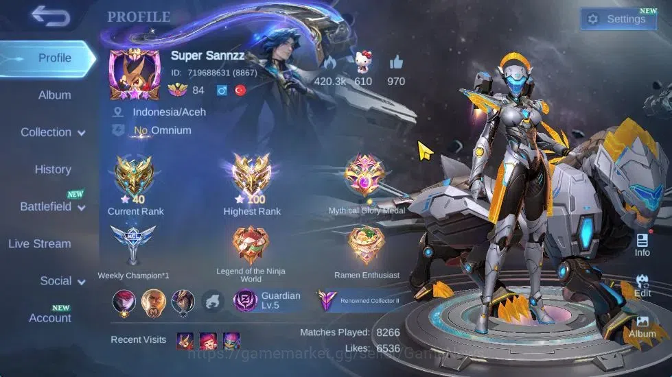 Mobile Legends: Bang Bang Accounts Hero 132|Skin 284|High Immo 100|KOF Karina,Trans R image 2