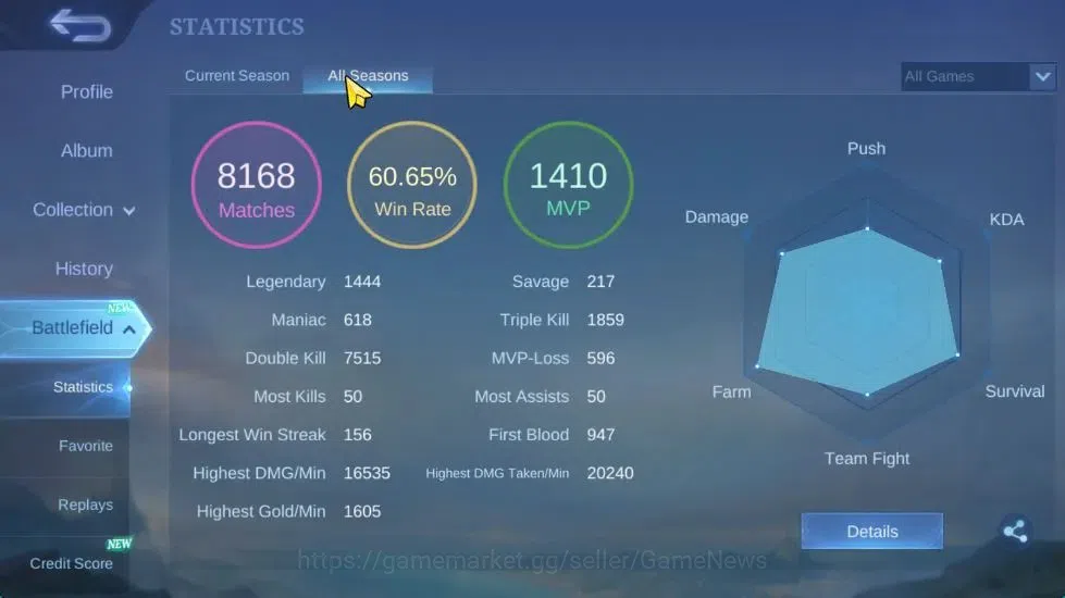 Mobile Legends: Bang Bang Accounts Hero 132|Skin 284|High Immo 100|KOF Karina,Trans R image 4