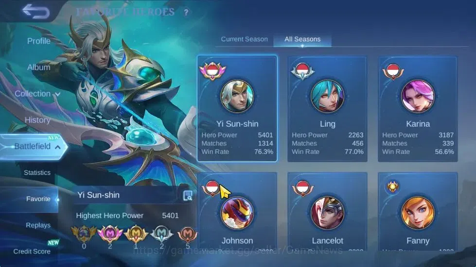 Mobile Legends: Bang Bang Accounts Hero 132|Skin 284|High Immo 100|KOF Karina,Trans R image 5