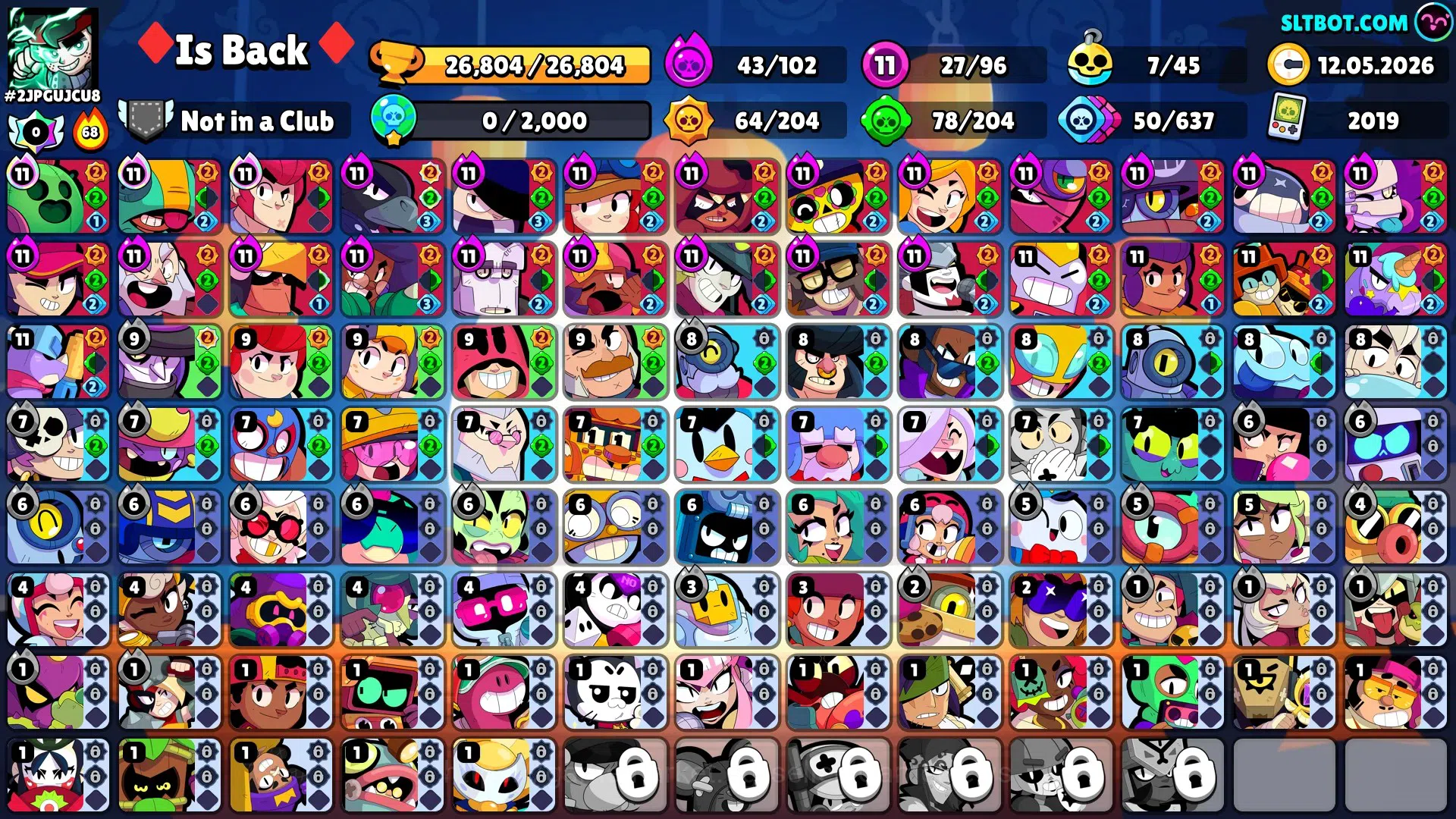 Brawl Stars Accounts Lvl 105|26K Trophy|96 Brawlers 27 MAX Lvl|3 Hypchar Skins 12 Legend 6 Myth 54 Epic|44K Bling 51K Coins 1