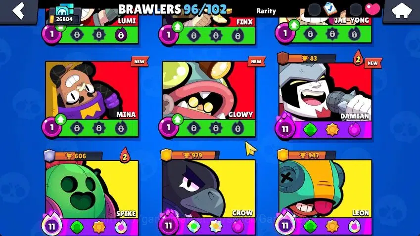 Brawl Stars Accounts Lvl 105|26K Trophy|96 Brawlers 27 MAX Lvl|3 Hypchar Skins 12 Legend 6 Myth 54 Epic|44K Bling 51K Coins 6