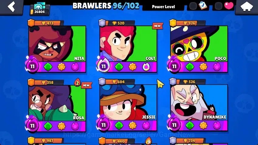 Brawl Stars Accounts Lvl 105|26K Trophy|96 Brawlers 27 MAX Lvl|3 Hypchar Skins 12 Legend 6 Myth 54 Epic|44K Bling 51K Coins 9