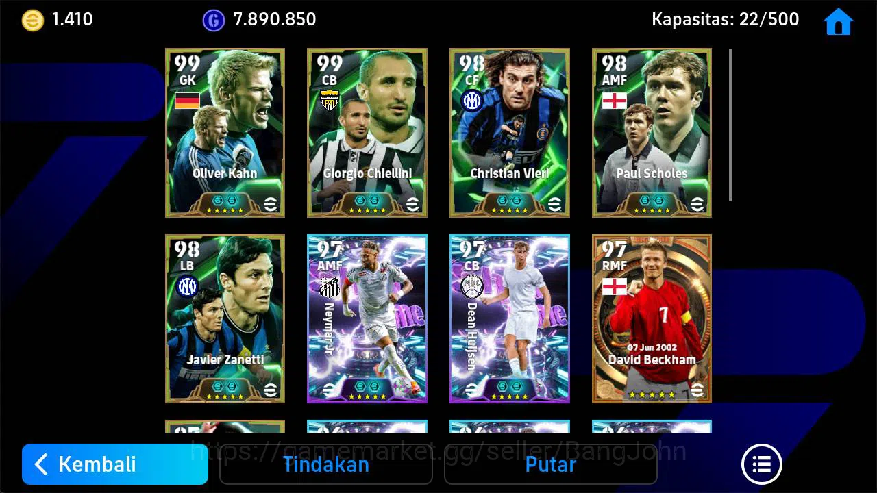 eFootball Accounts Others power 3179 | Chiellini epic, vieri epic, Neymar show, rijkaard epic, atep rizal epic, coin 1410 4