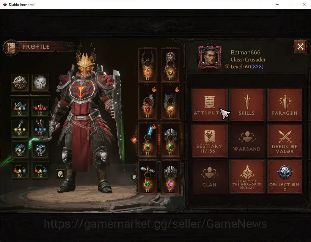 Diablo Immortal Accounts SEA - Vasily|CS ON|Lv60(828)|Crusader|CR 44k|Reso image 3