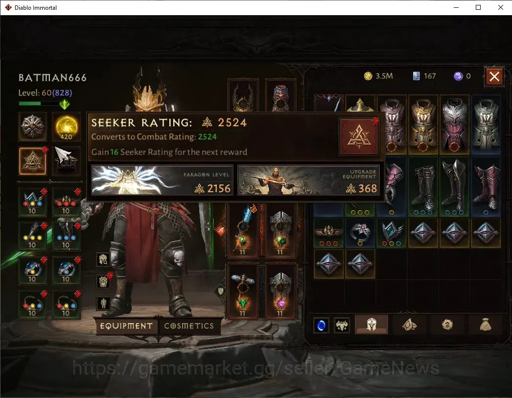 Diablo Immortal Accounts SEA - Vasily|CS ON|Lv60(828)|Crusader|CR 44k|Reso image 5