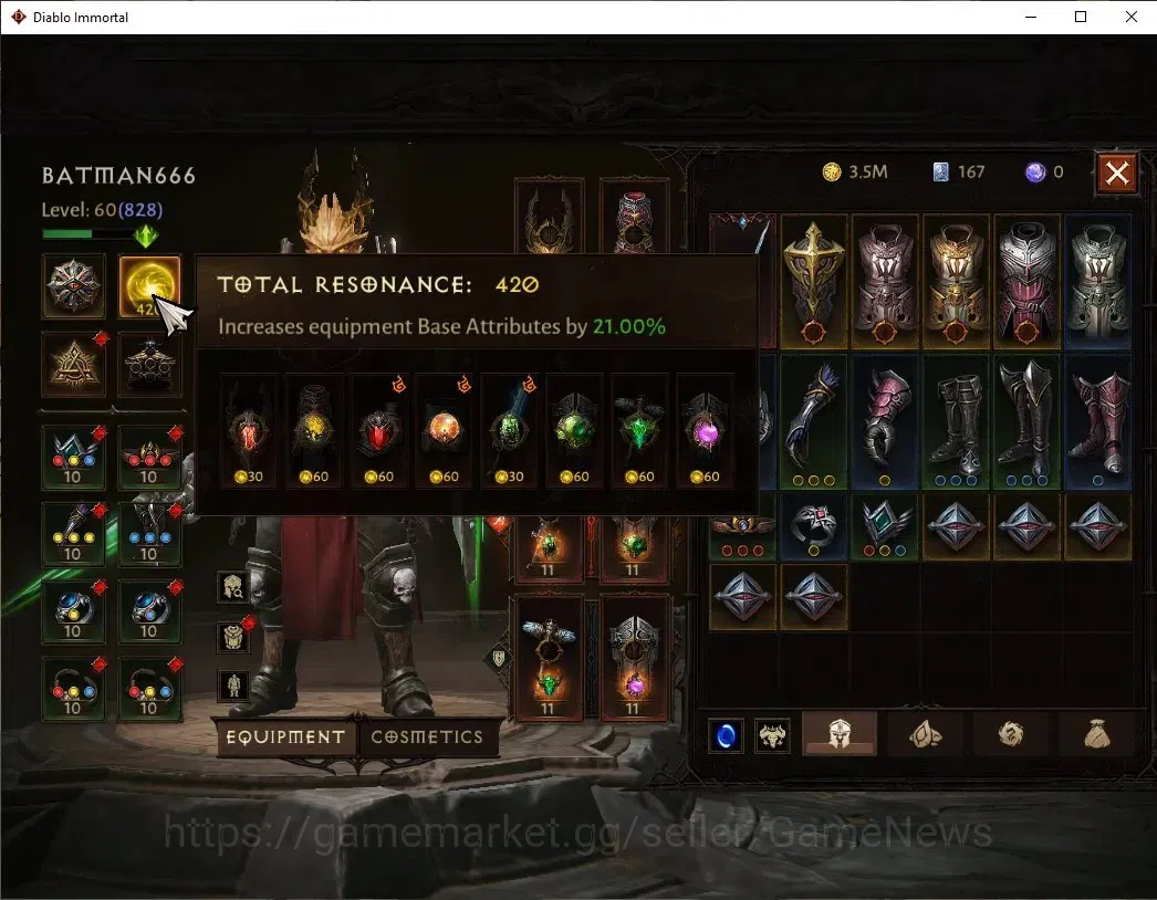 Diablo Immortal Accounts SEA - Vasily|CS ON|Lv60(828)|Crusader|CR 44k|Reso image 6