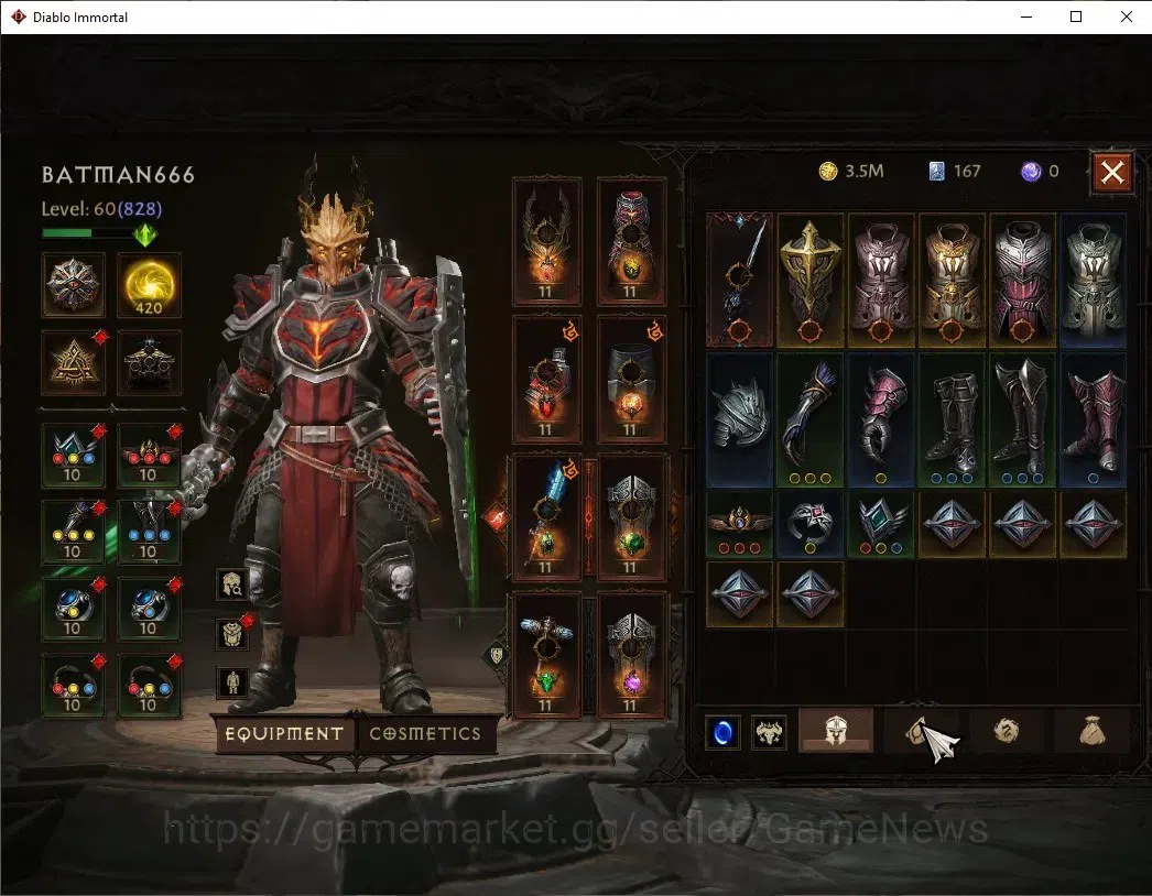 Diablo Immortal Accounts SEA - Vasily|CS ON|Lv60(828)|Crusader|CR 44k|Reso image 7
