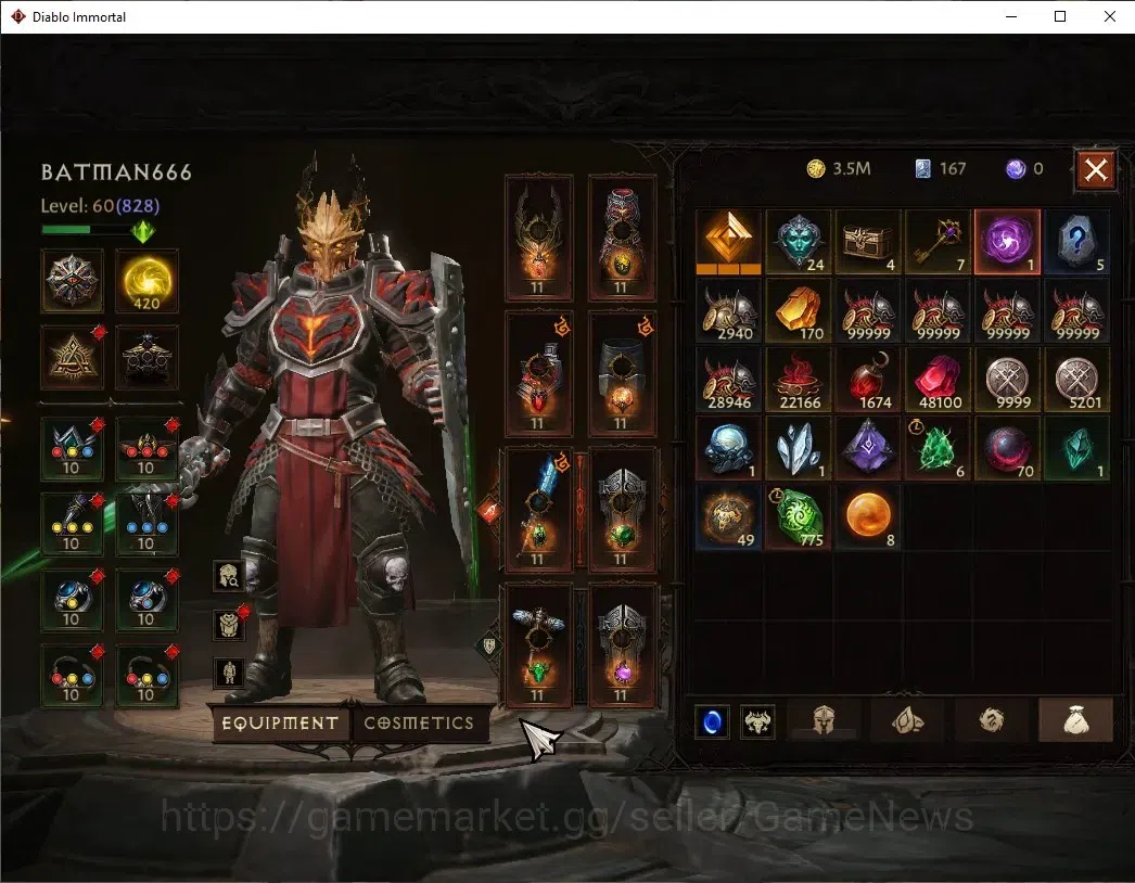 Diablo Immortal Accounts SEA - Vasily|CS ON|Lv60(828)|Crusader|CR 44k|Reso image 9