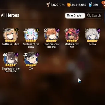 Epic Seven Accounts High-End Global Unverif|7ML(SotDiene,Zio,Renoa,MAKen,FLidica,Solitaria,Etc)|Theater Untouch|PoH+Bless