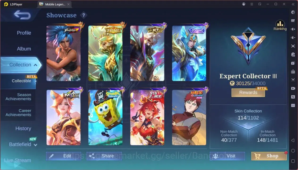 Mobile Legends: Bang Bang Accounts GLOBAL Hero 72 Skin 114|KOF Karina|Prime Granger|M image 9