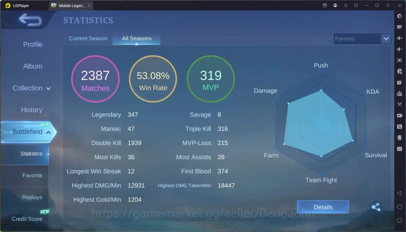 Mobile Legends: Bang Bang Accounts Global|Hero 98|Skin 165|Expert|KOF Karina|Luckybox image 20