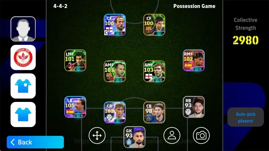 eFootball Accounts Legends & Iconic Players Mobile|PW 2980|New Harry Kane|New Marc Cucurella,Andres Iniesta Epic,Paul 1