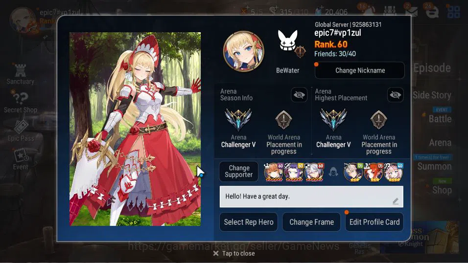 Epic Seven Accounts Global Unverif|20,4K SStone|6 ML (BArunka,E Ilynav image 2