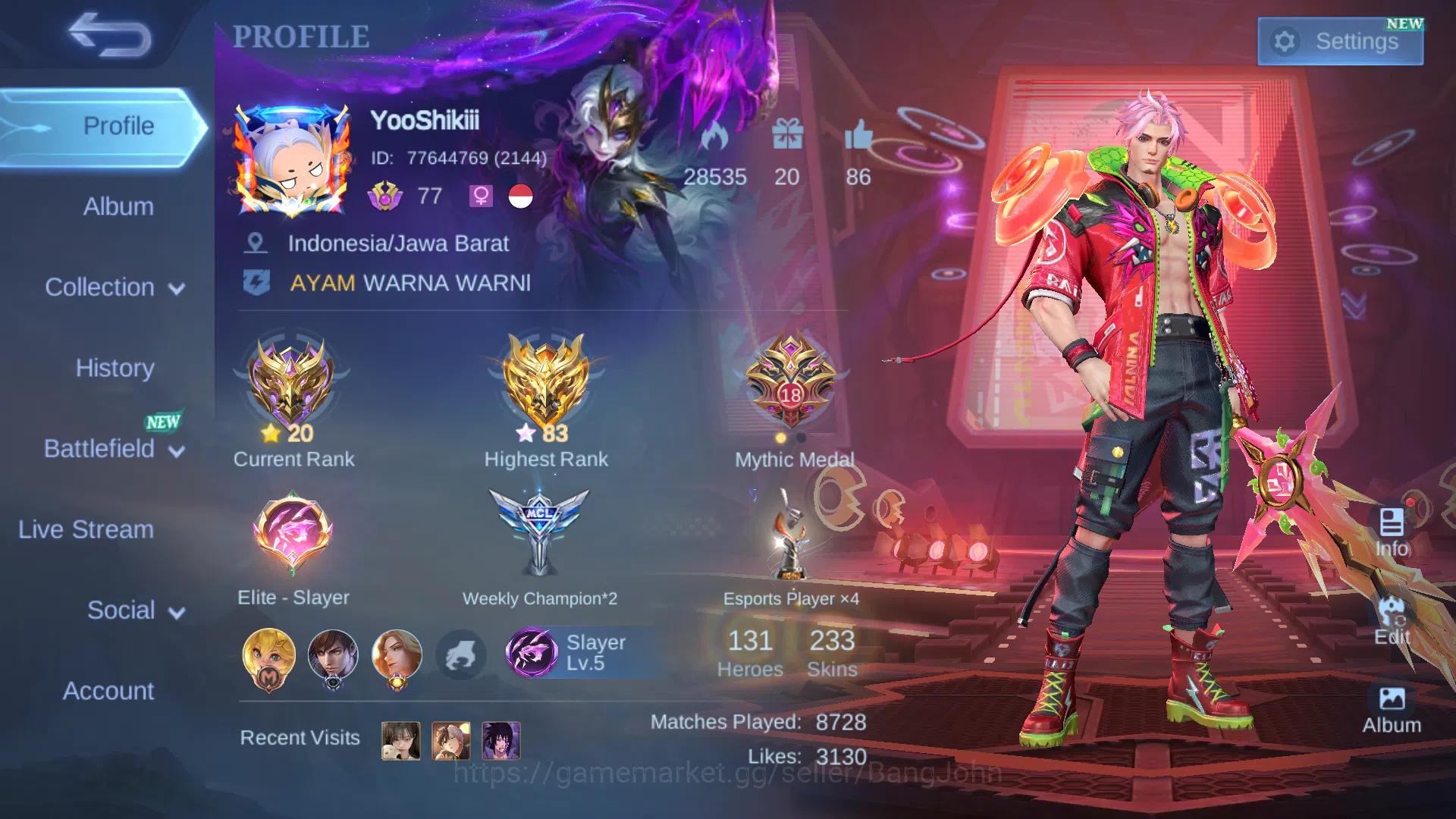 Hero 131 | Skin 233 | Sparkle Fredrinn | Mworld Ling | Lightborn Tigreal | Zodiac Selena | KOf Karina | Valentine Claude ML470B Mobile Legends: Bang Bang Others Hero 131 | Skin 233 | Sparkle Fredrinn | Mworld Li image 1