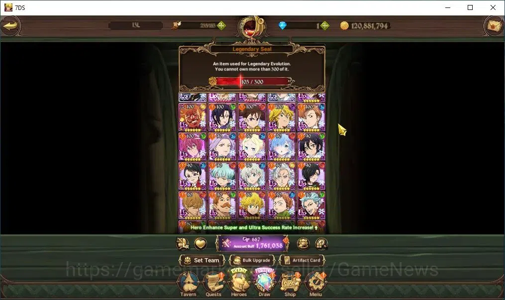 The Seven Deadly Sins: Grand Cross Accounts Endgame Global|1,7M CC|2 LR+6 UR+Colab 5