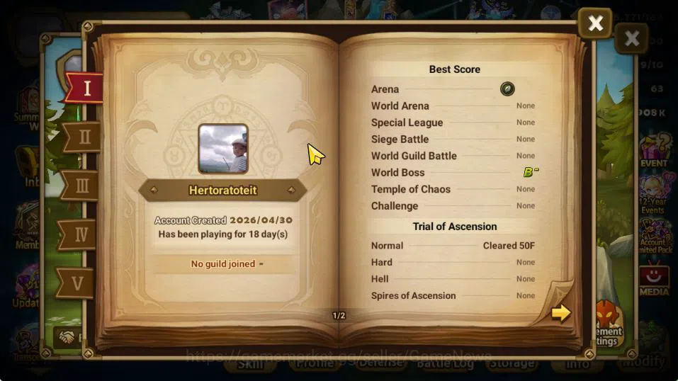 Summoners War: Sky Arena Accounts GLOBAL Lv 22|Starter|1 LD [Herteit]|9 Total NB5[Te image 3