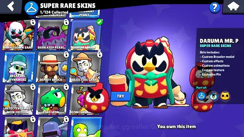 Brawl Stars Accounts 1100 Trophy|18 Brawlers 4 Max Lv [MR P,Bo,Edgar,Shelly]|1 Buffies|2 Epic Skins [Stellar Shelly] 1 SR|3K 7