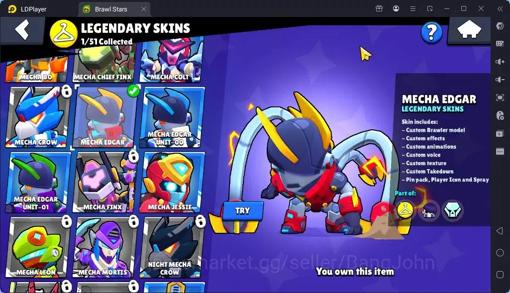 Brawl Stars Accounts Global |Trophy 1905 | Brawler3 Max with Supercharge |Skins 1 Legendary 2 Mythic,6 Epic|Bling 12