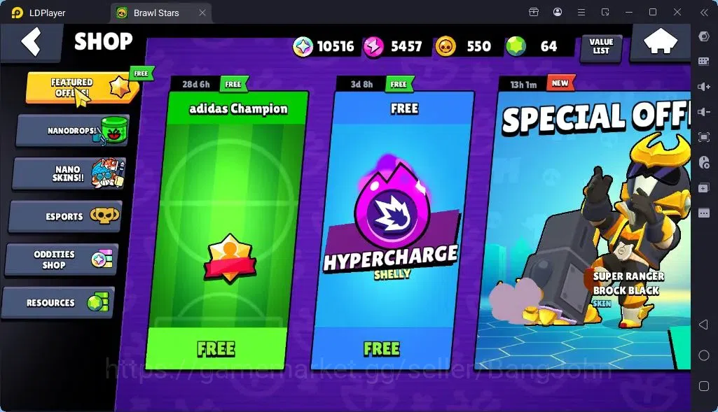 Brawl Stars Accounts Global |Trophy 1905 | Brawler3 Max with Supercharge |Skins 1 Legendary 2 Mythic,6 Epic|Bling 15