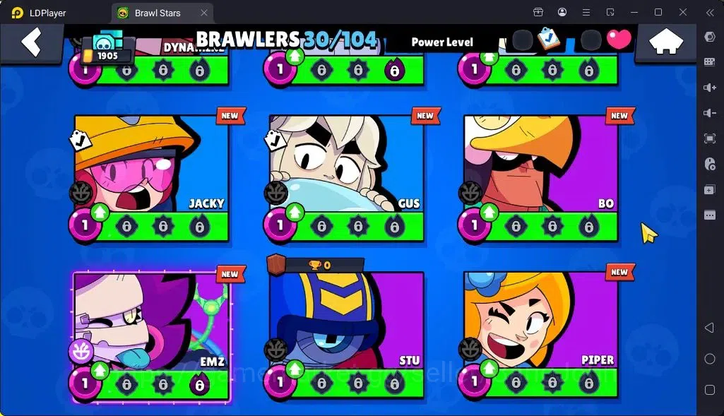 Brawl Stars Accounts Global |Trophy 1905 | Brawler3 Max with Supercharge |Skins 1 Legendary 2 Mythic,6 Epic|Bling 19