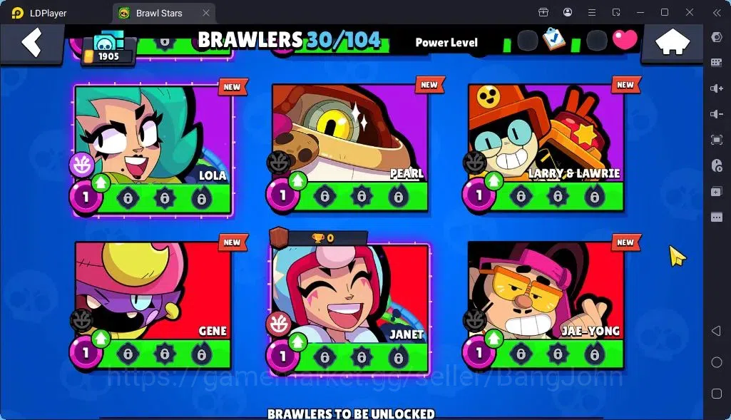 Brawl Stars Accounts Global |Trophy 1905 | Brawler3 Max with Supercharge |Skins 1 Legendary 2 Mythic,6 Epic|Bling 20
