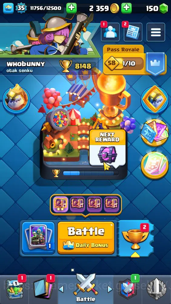 Lvl 35|Trophy 8148|KTL 12|Limited Skin|Card 119| 1 Hero 6 EVO 6 Champ 21 Legendary 33 Epic 30 Rare|Take Email(CR1261) Clash Royale Midgame Lvl 35|Trophy 8148|KTL 12|Limited Skin|Card 119| 1 image 1