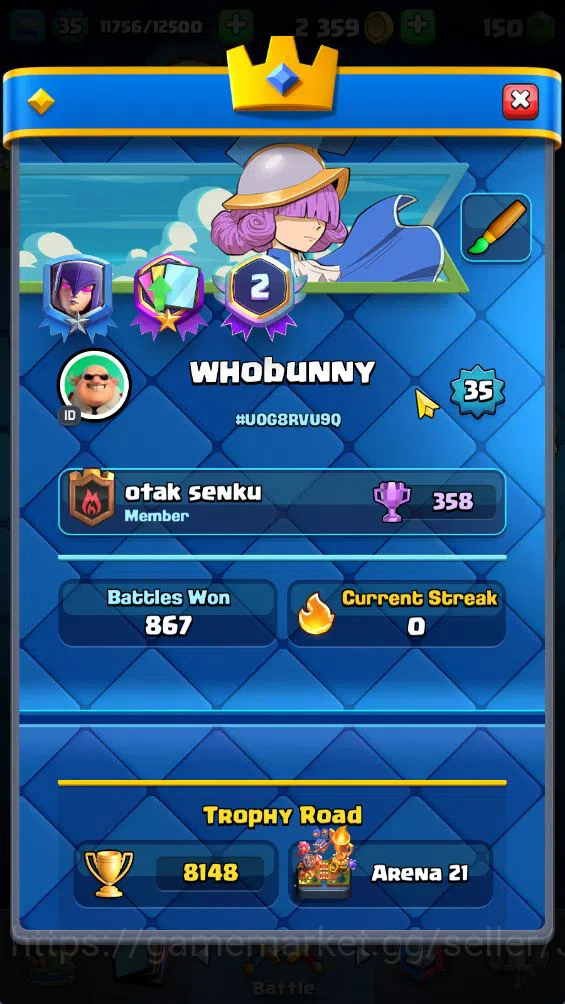 Clash Royale Accounts Midgame Lvl 35|Trophy 8148|KTL 12|Limited Skin|Card 119| 1 Hero 6 EVO 6 Champ 21 Legendary 33 Epic 30 2