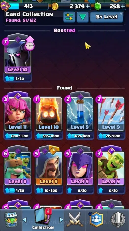Clash Royale Accounts High-End Lvl 413|KTL 10|Trophy 3100|258 Gems|Card 51/122|1 Hero 4 EVO 12 Epic 20 Rare 19 Common|Arena 11