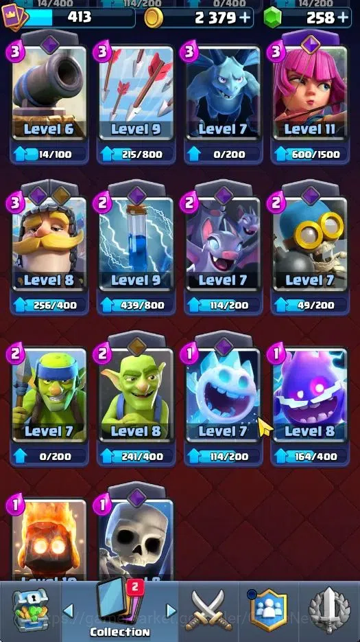 Clash Royale Accounts High-End Lvl 413|KTL 10|Trophy 3100|258 Gems|Card 51/122|1 Hero 4 EVO 12 Epic 20 Rare 19 Common|Arena 15