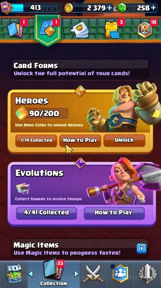 Clash Royale Accounts High-End Lvl 413|KTL 10|Trophy 3100|258 Gems|Card 51/122|1 Hero 4 EVO 12 Epic 20 Rare 19 Common|Arena 5