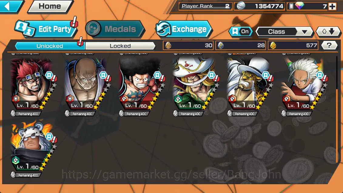 One Piece Bounty Rush Accounts Others GLOBAL | EX3 st ethanbaron, BP kuzan, Onigashima kaido more detail check SS OPBR254B 3