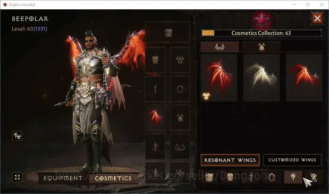 Diablo Immortal Accounts High-End SEA-Enigma CS Off|60 (1531) Warlock - Vanquisher |CR 60k |Reso 3138 |8x L30 Legendary 13